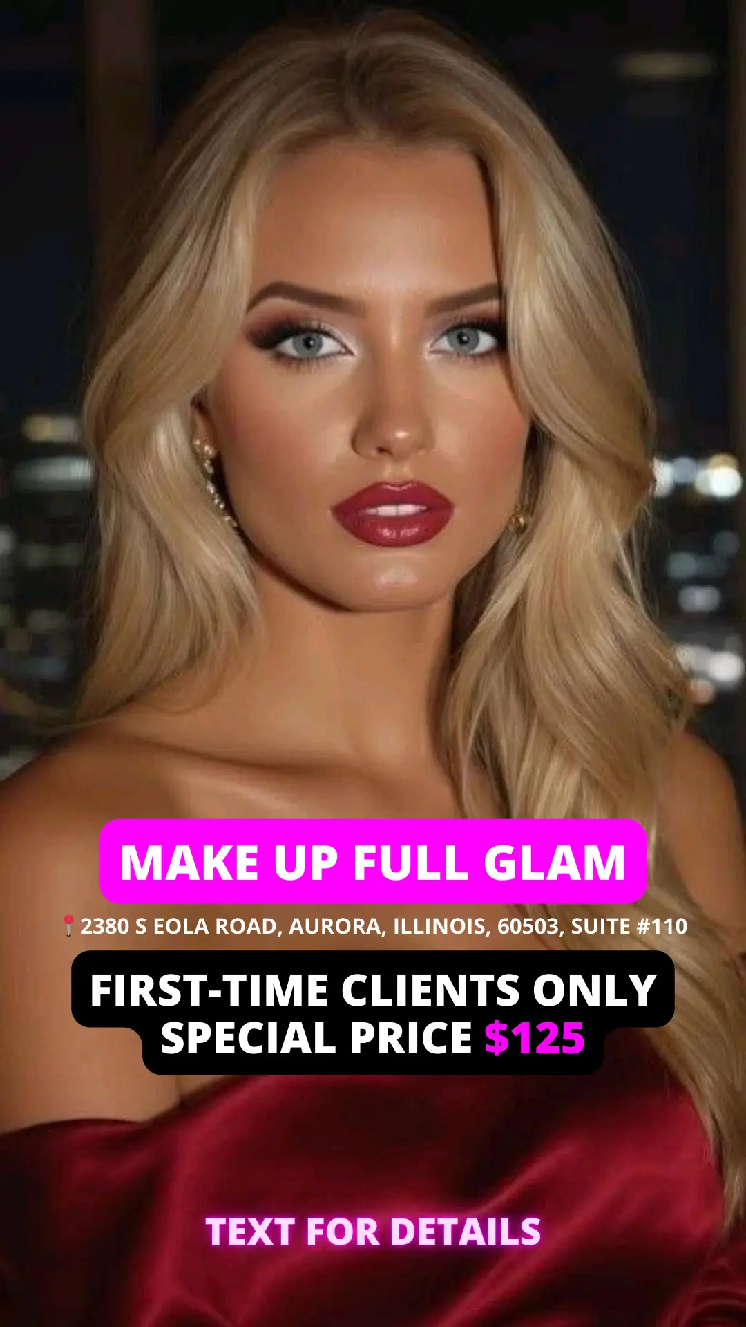 Рекламный макет услуги Full Glam Make Up
